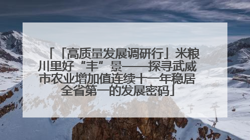「高质量发展调研行」米粮川里好“丰”景——探寻武威市农业增加值连续十一年稳居全省第一的发展密码