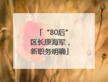 “80后”区长廖海军，新职务明确