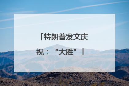 特朗普发文庆祝：“大胜”
