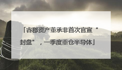 睿郡资产董承非首次官宣“封盘”，一季度重仓半导体