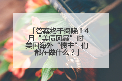 答案终于揭晓！4月“美债风暴”时 美国海外“债主”们都在做什么？