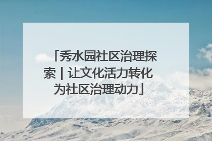 秀水园社区治理探索｜让文化活力转化为社区治理动力