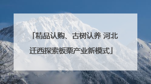 精品认购、古树认养 河北迁西探索板栗产业新模式