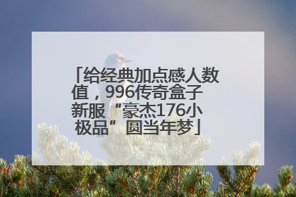 给经典加点感人数值，996传奇盒子新服“豪杰176小极品”圆当年梦