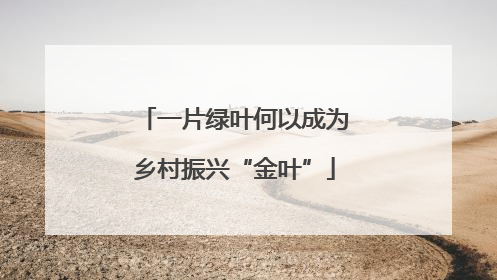 一片绿叶何以成为乡村振兴“金叶”