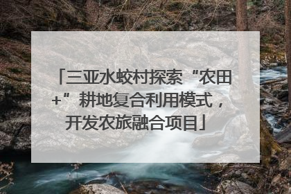 三亚水蛟村探索“农田+”耕地复合利用模式，开发农旅融合项目