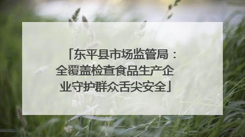 东平县市场监管局：全覆盖检查食品生产企业守护群众舌尖安全