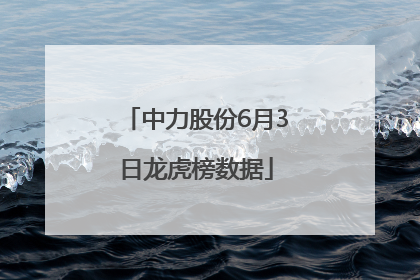 中力股份6月3日龙虎榜数据