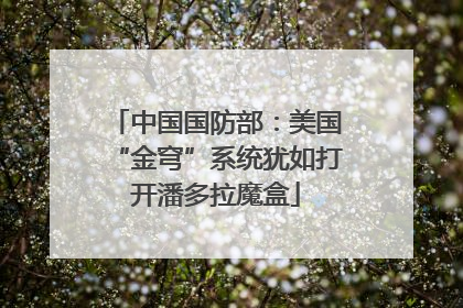 中国国防部：美国“金穹”系统犹如打开潘多拉魔盒