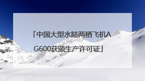 中国大型水陆两栖飞机AG600获颁生产许可证