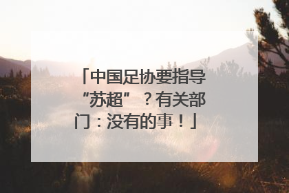 中国足协要指导“苏超”？有关部门：没有的事！