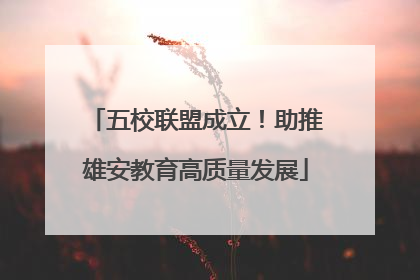 五校联盟成立！助推雄安教育高质量发展