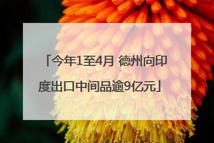 今年1至4月 德州向印度出口中间品逾9亿元