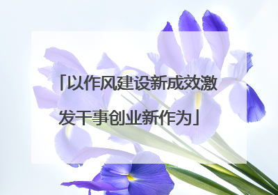 以作风建设新成效激发干事创业新作为