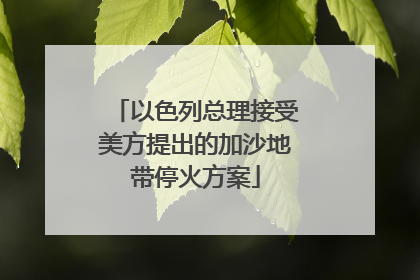 以色列总理接受美方提出的加沙地带停火方案