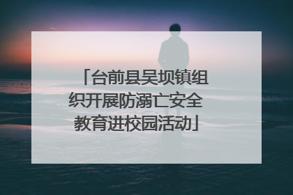 台前县吴坝镇组织开展防溺亡安全教育进校园活动