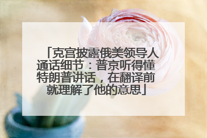克宫披露俄美领导人通话细节：普京听得懂特朗普讲话，在翻译前就理解了他的意思