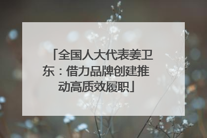 全国人大代表姜卫东：借力品牌创建推动高质效履职