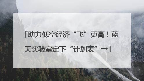 助力低空经济“飞”更高！蓝天实验室定下“计划表”→