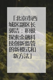 北京市西城区副区长郭洁：积极探索金融科技创新监管的新模式和新方法