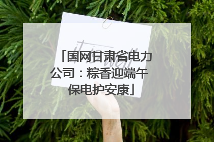 国网甘肃省电力公司：粽香迎端午 保电护安康