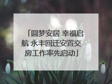 圆梦安居 幸福启航 永丰回迁安置交房工作率先启动