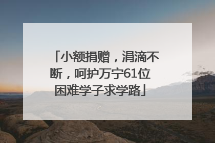 小额捐赠，涓滴不断，呵护万宁61位困难学子求学路