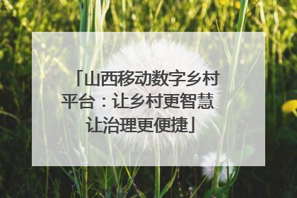 山西移动数字乡村平台：让乡村更智慧 让治理更便捷