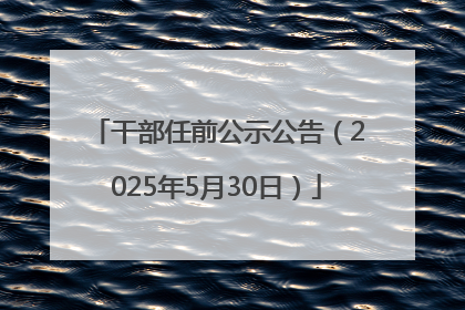 干部任前公示公告（2025年5月30日）