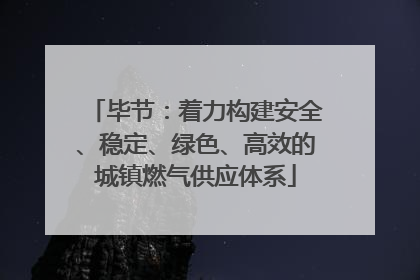 毕节：着力构建安全、稳定、绿色、高效的城镇燃气供应体系