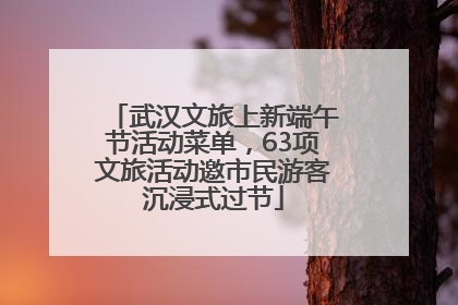 武汉文旅上新端午节活动菜单，63项文旅活动邀市民游客沉浸式过节