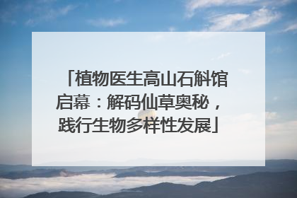 植物医生高山石斛馆启幕：解码仙草奥秘，践行生物多样性发展
