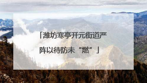 潍坊寒亭开元街道严阵以待防未“燃”