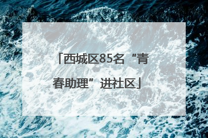 西城区85名“青春助理”进社区