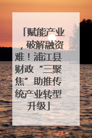 赋能产业，破解融资难！浦江县财政“三聚焦”助推传统产业转型升级
