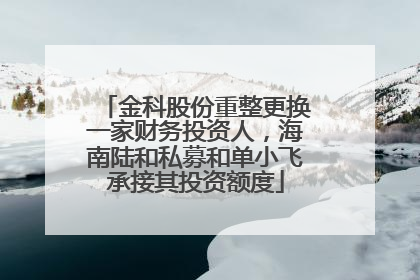 金科股份重整更换一家财务投资人，海南陆和私募和单小飞承接其投资额度