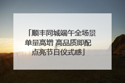 顺丰同城端午全场景单量高增 高品质即配点亮节日仪式感