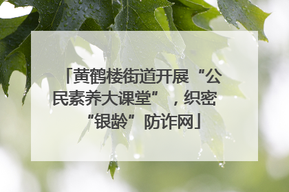 黄鹤楼街道开展“公民素养大课堂”，织密“银龄”防诈网