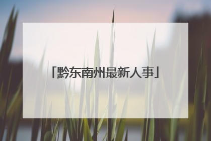 黔东南州最新人事