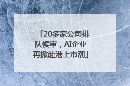 20多家公司排队候审，AI企业再掀赴港上市潮